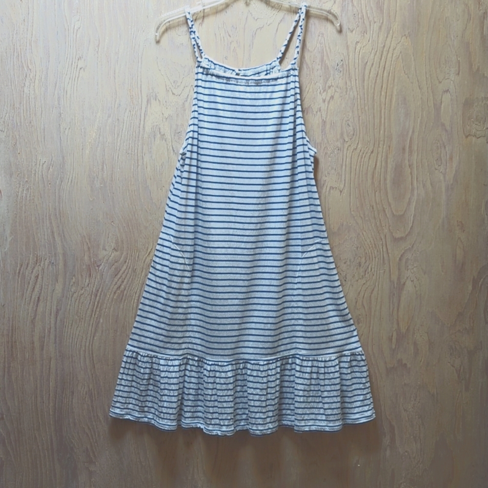 Max Studio Navy and white Stripe Swing Halter Dress sz S